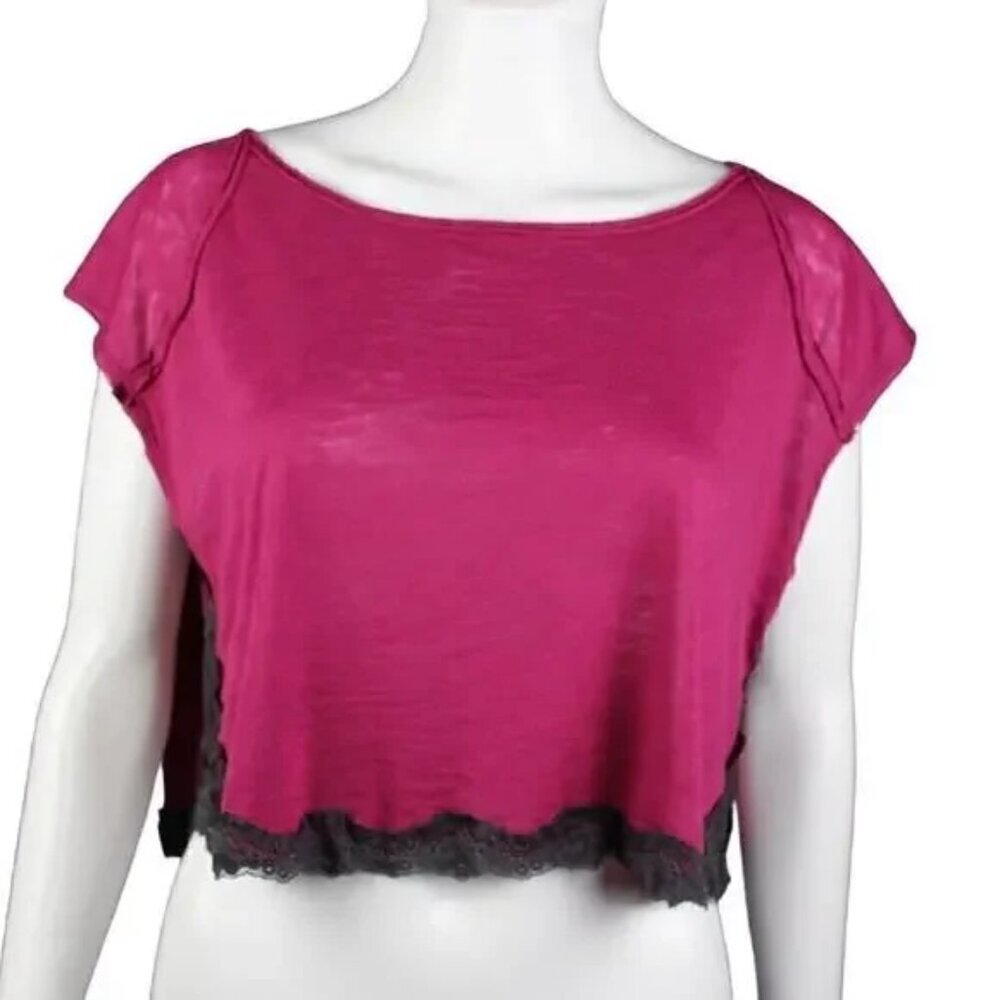 Free People We The Free Boho Festival Burnout Cropped Lace Tee XS